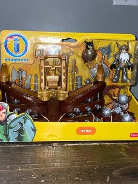 New Fisher price IMAGINEXT CASTLE WEAPONS FIGURE SET OWL KNIGHT AXE MATTEL 2013